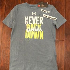 Boys Youth XL Under Armour shirt.  Never Back Down